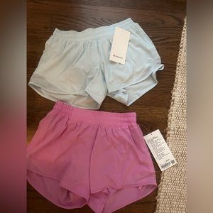 Size 6 lululemon shorts. $30 each! Blue & pink